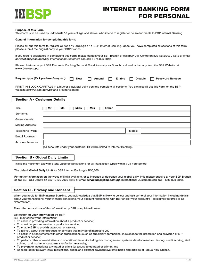 Internet Banking Form | PDF | Online Banking | Banks & Banking