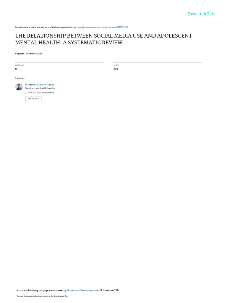 Social Media and Adolescent Mental Health | PDF | Social Media ...