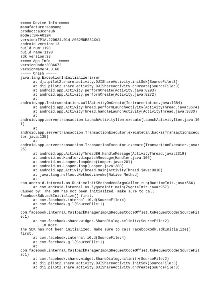 DJI App Crash Report Analysis | PDF | Java (Programming Language ...