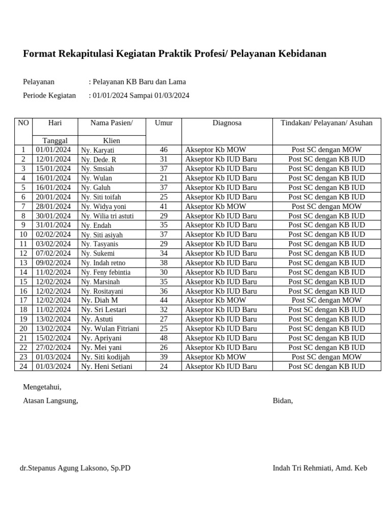 Rekap Kegiatan Pelayanan KB 2024 | PDF