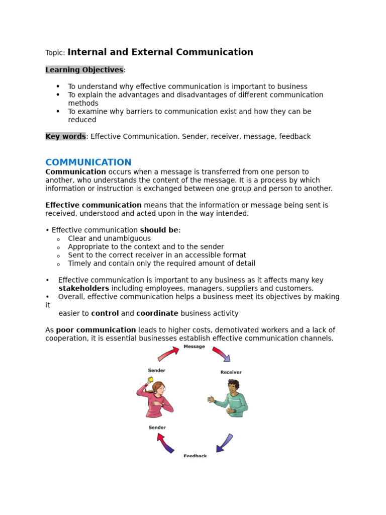 T2 Yr10 WK 2 - Internal and External Communications | PDF ...