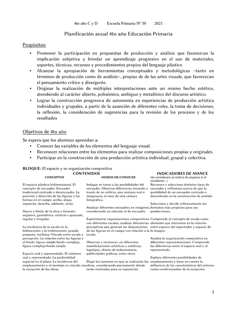 Plan 4to Año 2021 | PDF | Imagen