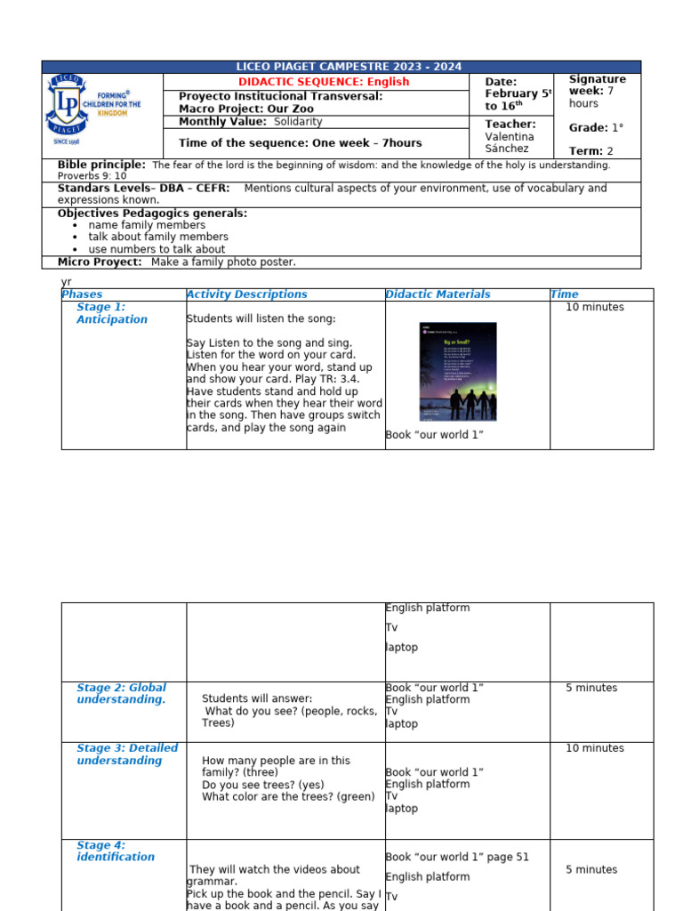 English Lesson Plan: Family Vocabulary | PDF | Linguistics | Human ...