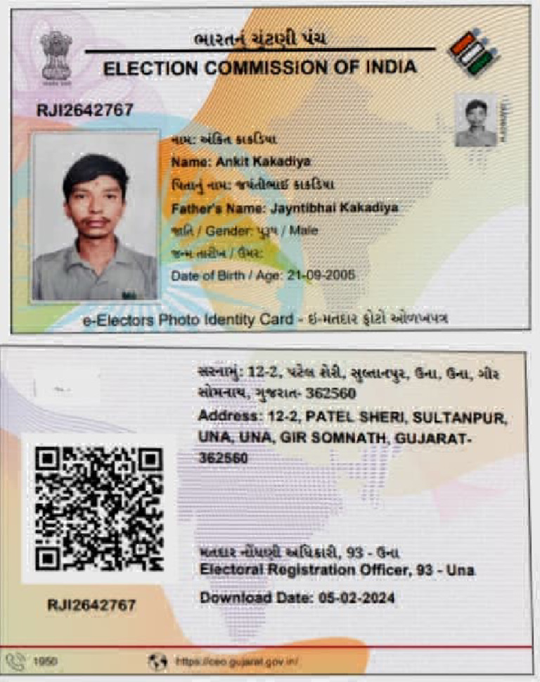 Voter ID Details for Ankit Kakadiya | PDF