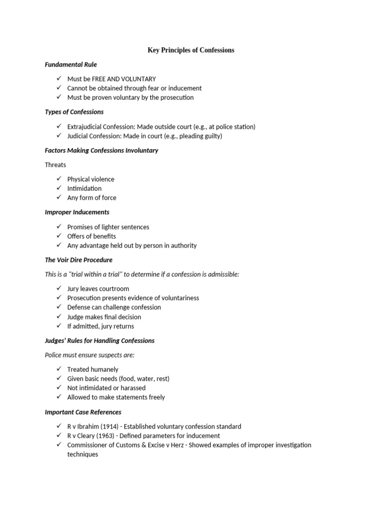 Principles of Voluntary Confessions | PDF