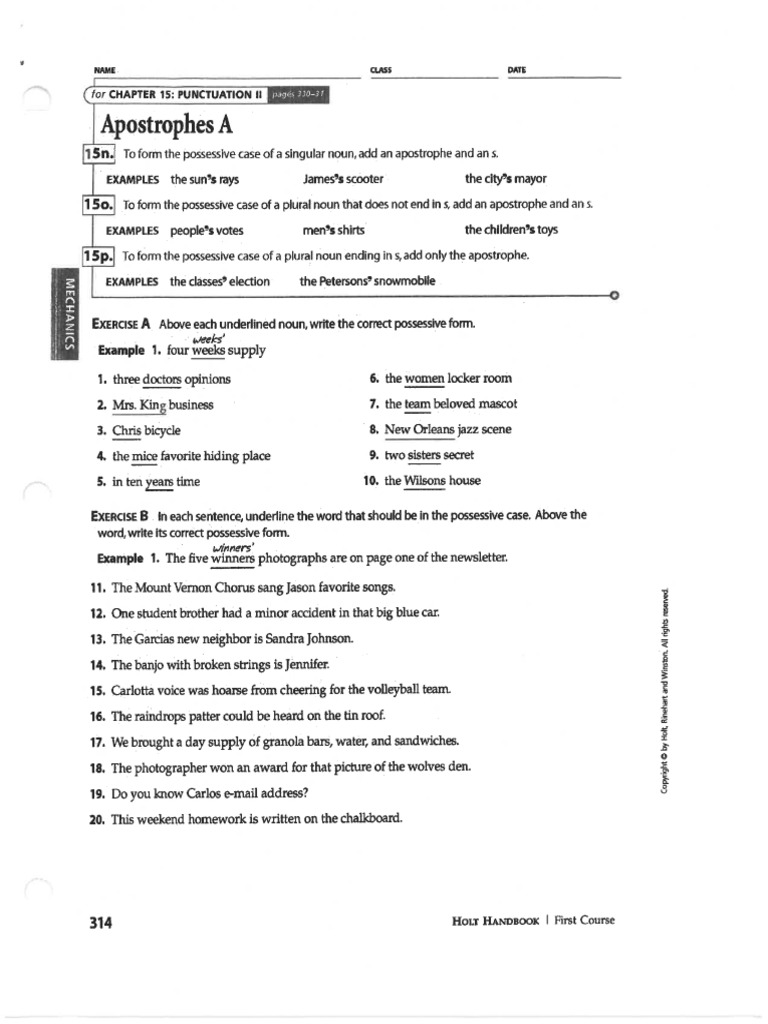 Apostrophe Worksheets #1 | PDF