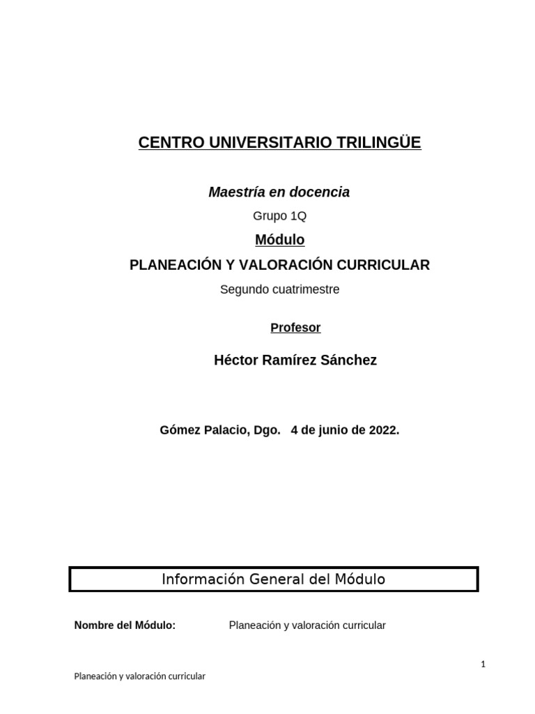 Planeación y Evaluación Curricular | PDF | Plan de estudios | Evaluación
