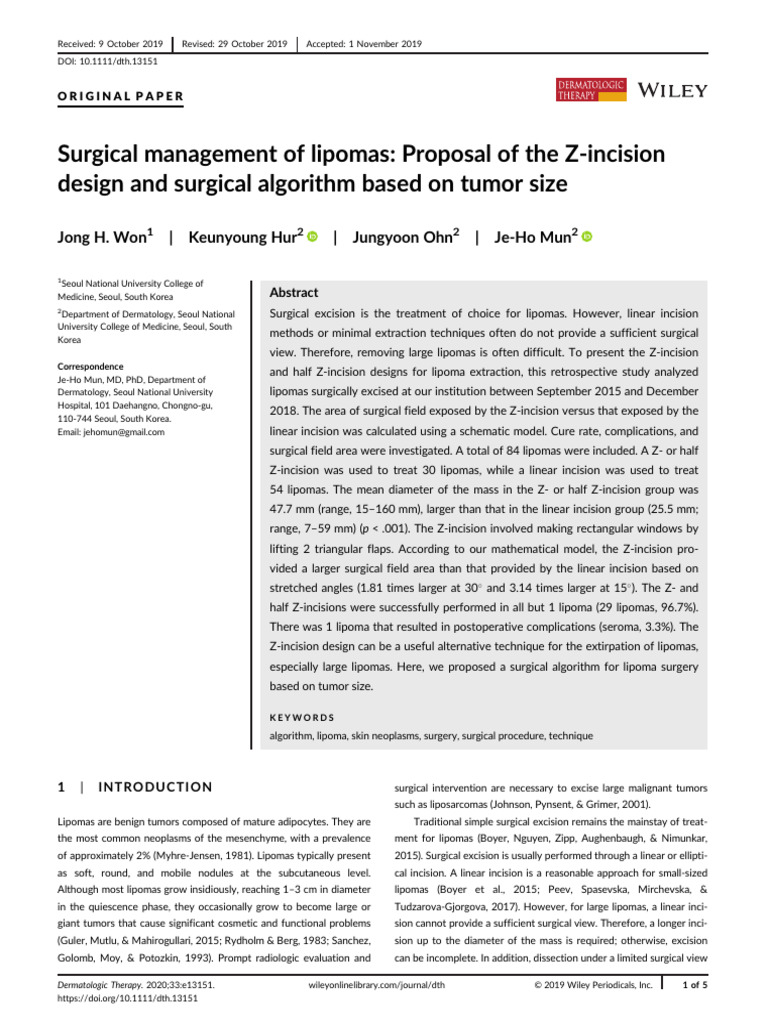 Surgical Management of Lipomas Proposal of The Z-I | PDF | Surgery | Area