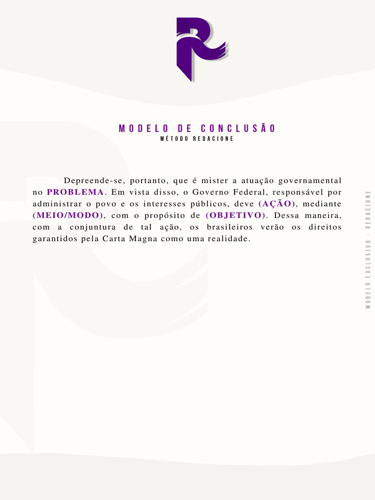 MODELO DE CONCLUSÃO - Redação Enem | PDF