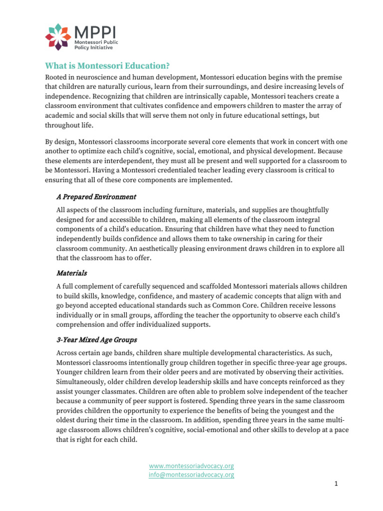 What Is Montessori 1 | PDF | Montessori Education | Teachers