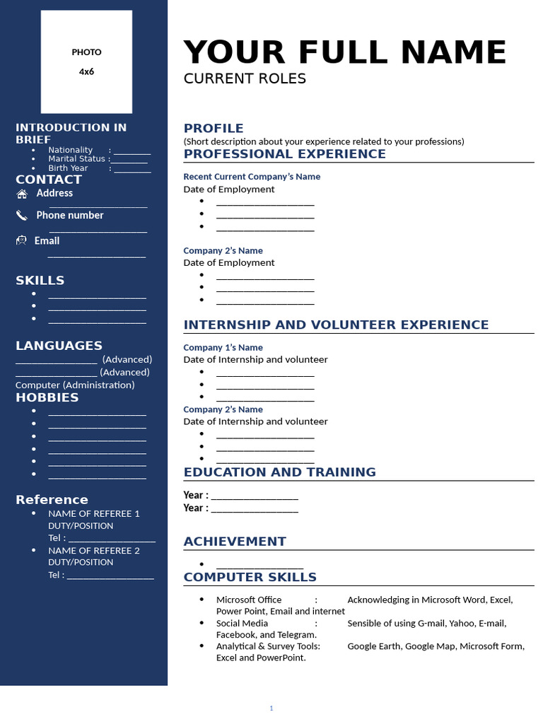 Comprehensive CV Template Guide | PDF | Websites | Software