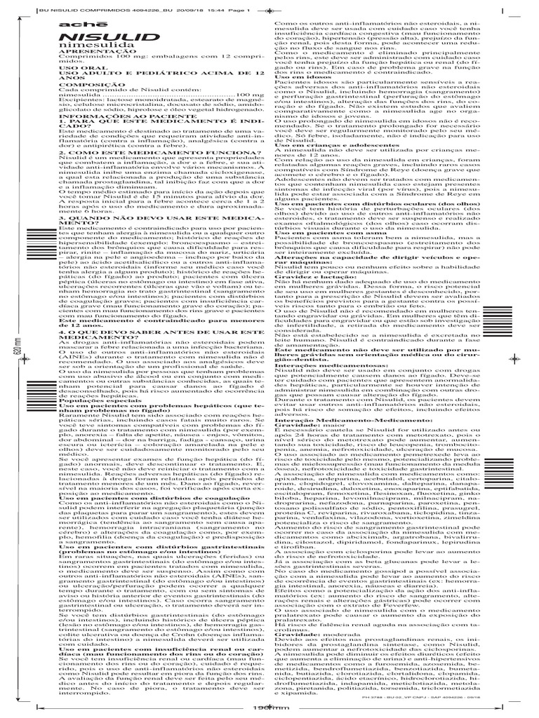 Nimesulida: Indicações e Contraindicações | PDF | Gravidez | Febre