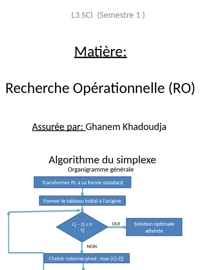 Algorithme du Simplexe en RO | PDF | Analyse mathématique | Informatique