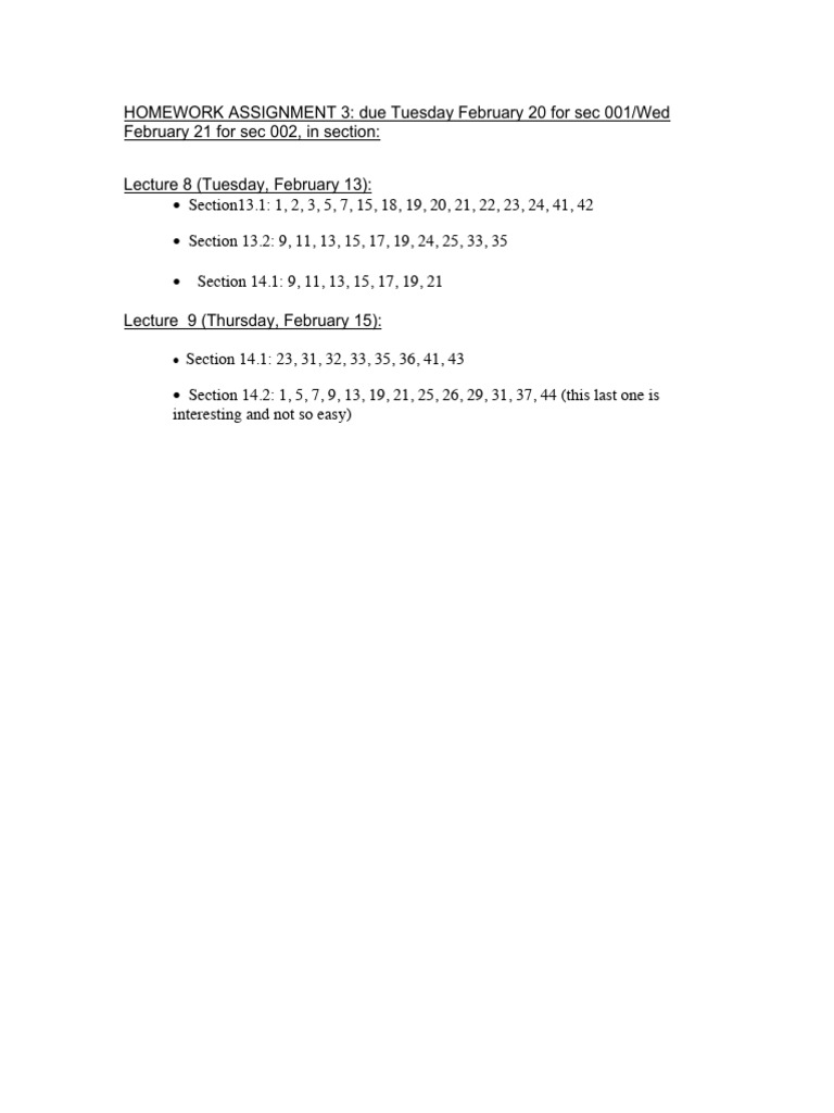 Homework 3: Math Sections 13-14 | PDF