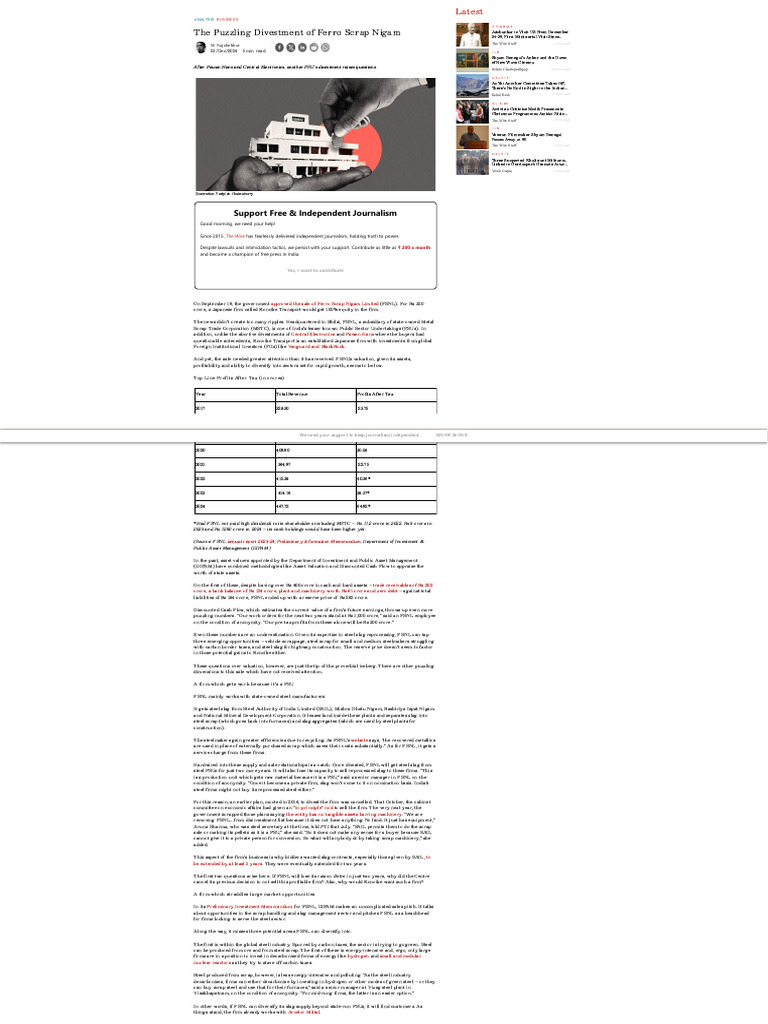FSNL Disinvestment: Valuation Concerns | PDF | Valuation (Finance)