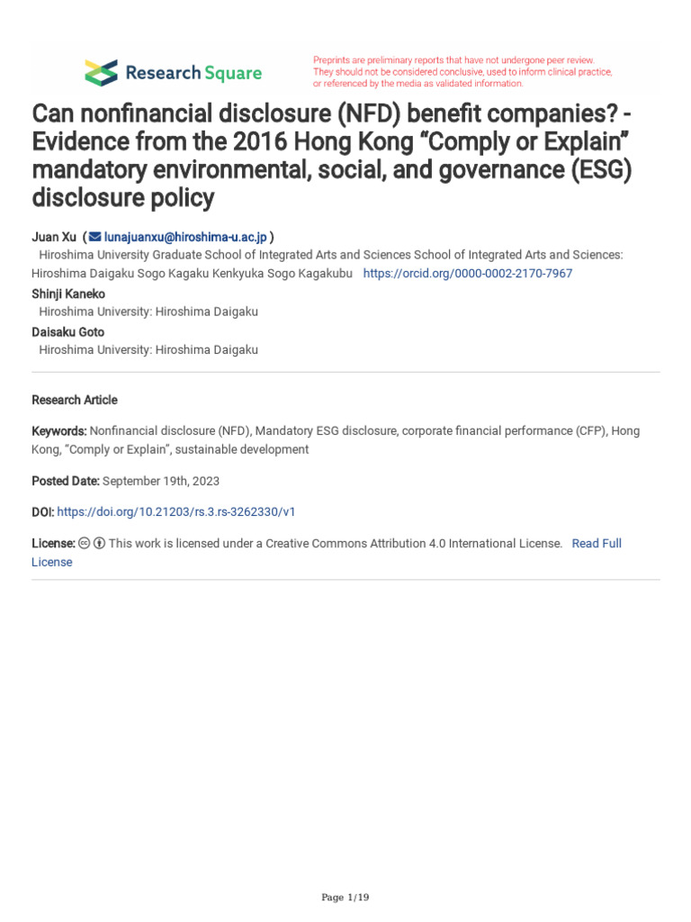 Impact of ESG Disclosure on Financial Performance | PDF | Dependent And ...