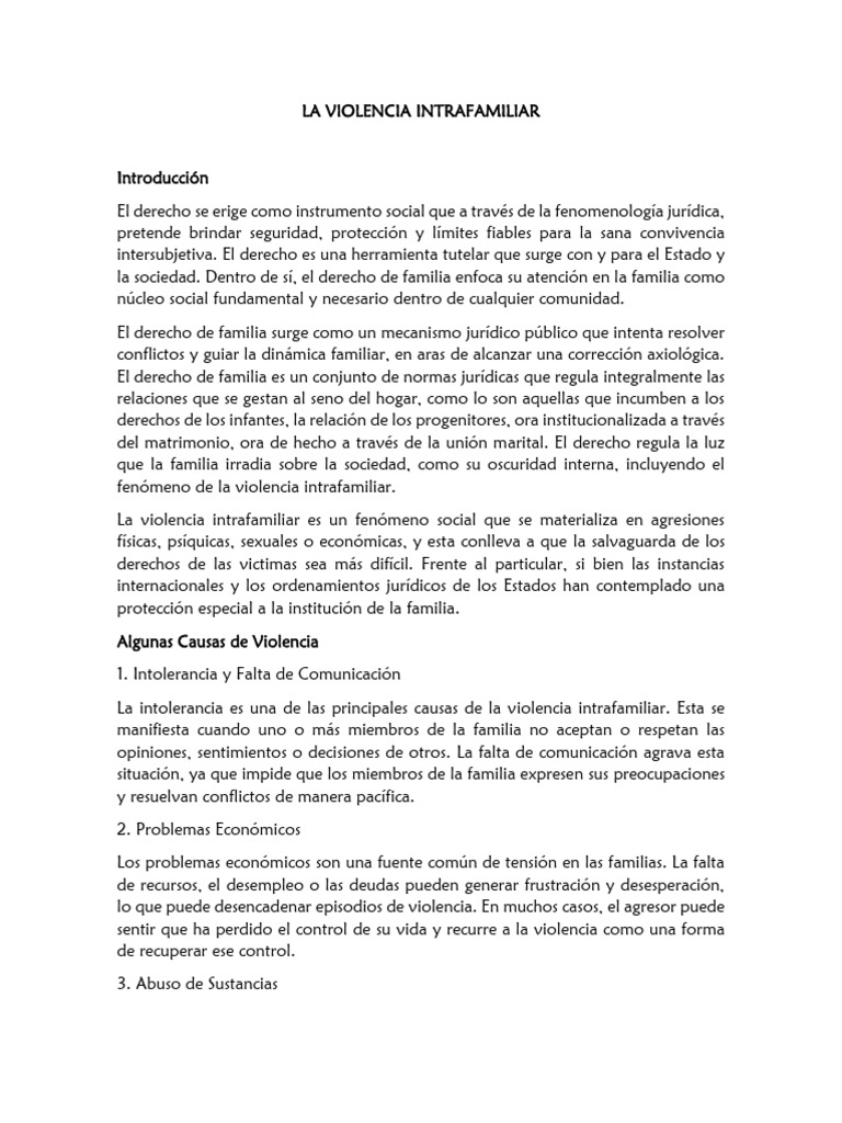 Causas y efectos de la violencia intrafamiliar | PDF | Divorcio ...