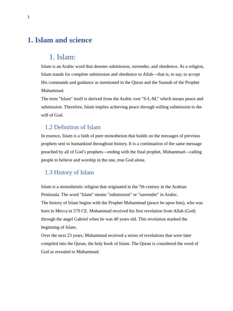 Islamyiat Project Report | PDF | Science | Prophets And Messengers In Islam