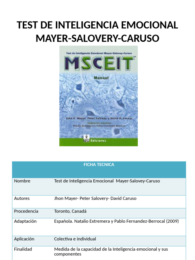 Test de Inteligencia Emocional MSCEIT | PDF | Las emociones | Inteligencia