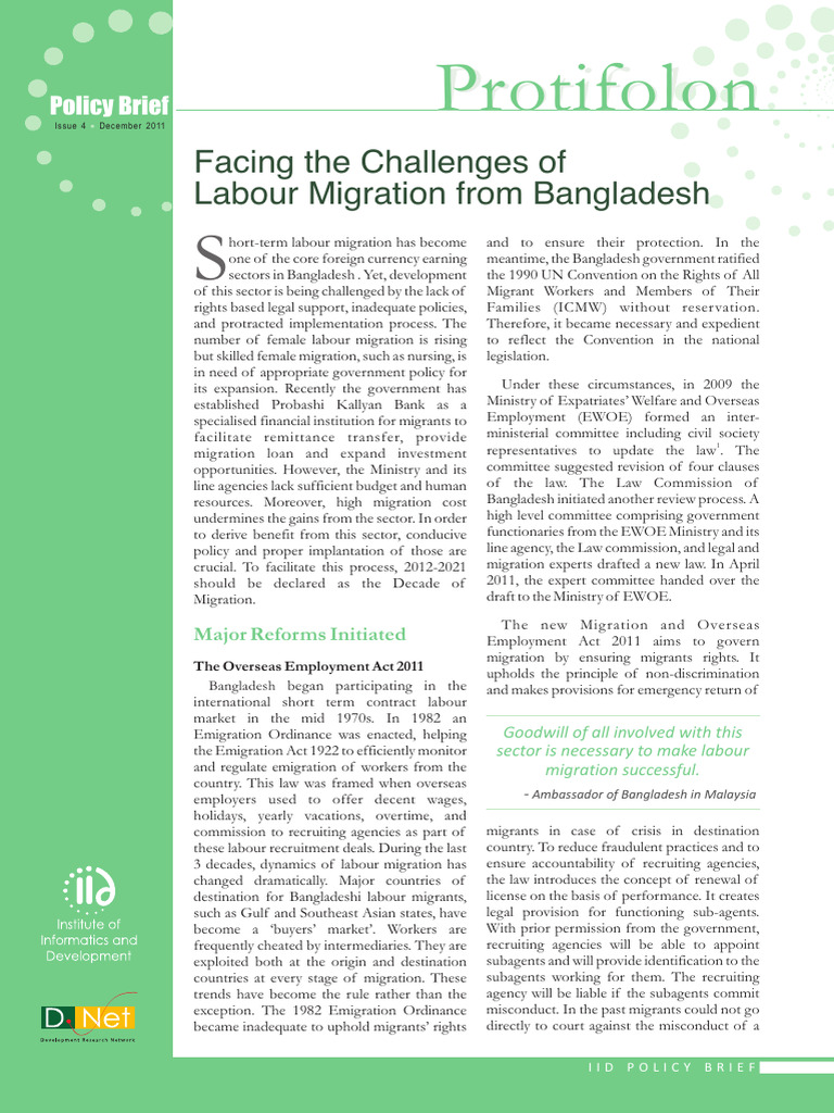 Labour Migration Challenges in Bangladesh | PDF | Migrant Worker ...