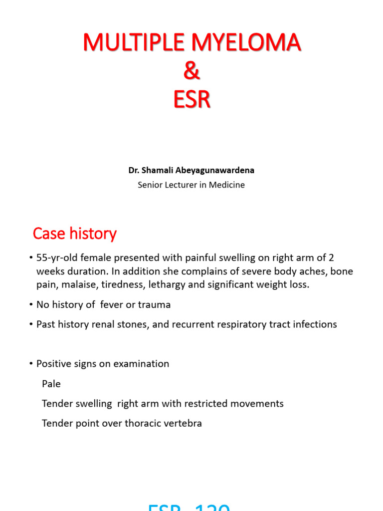 Multiple Myeloma & ESR Overview | PDF | Multiple Myeloma | Hematology