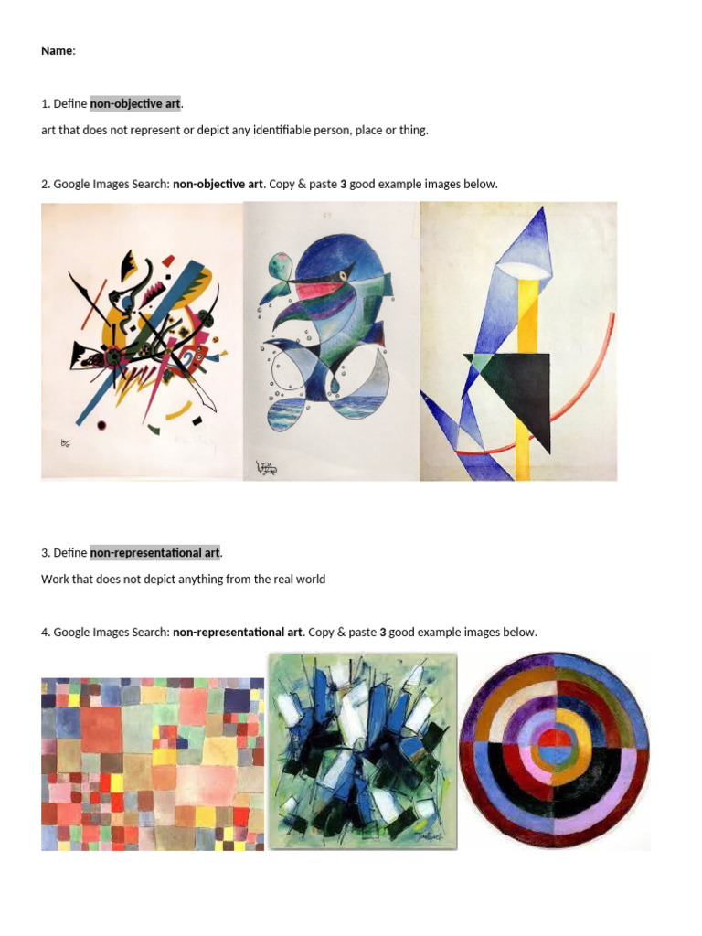 Definitions of Non-Objective and Abstract Art | PDF