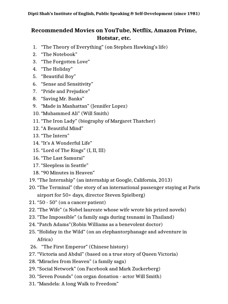 Recommended Movies and Series List | PDF