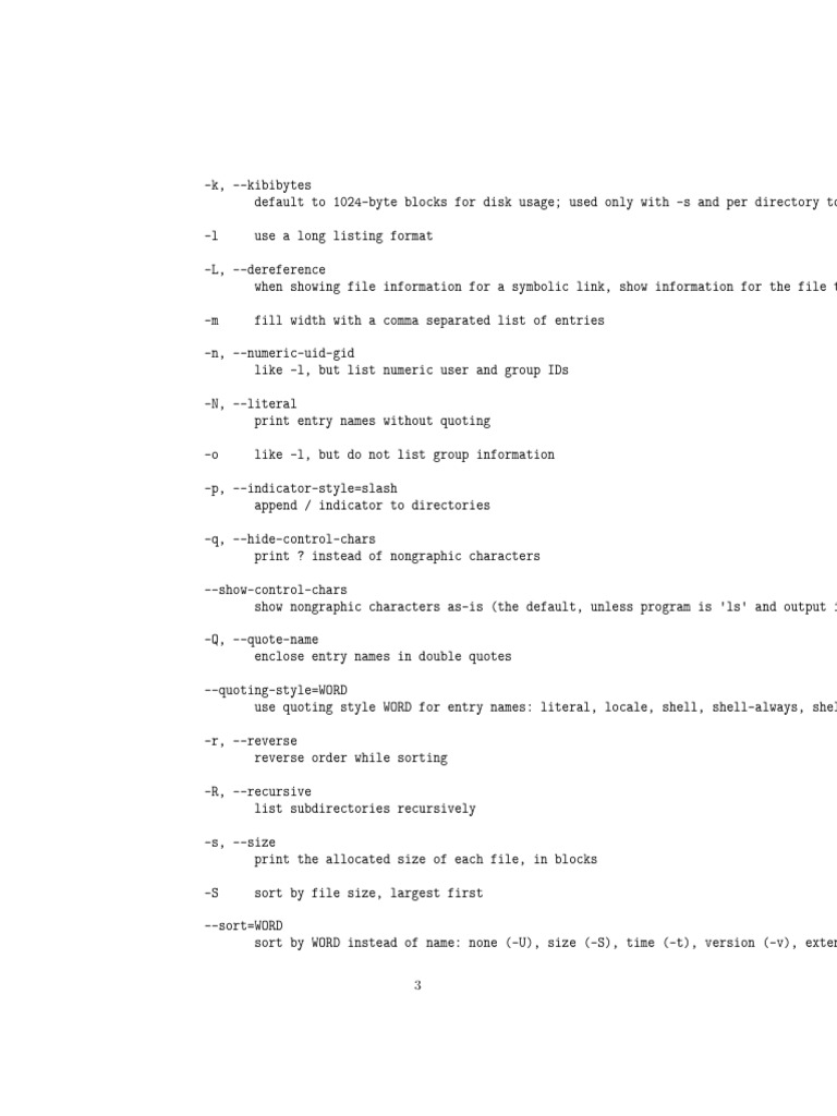 Command Line Options for File Listing | PDF