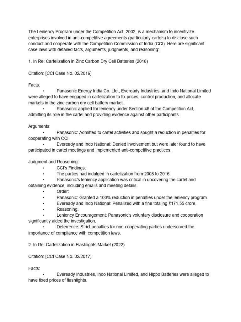 Leniency Program Insights: CCI Cases | PDF | Mergers And Acquisitions ...