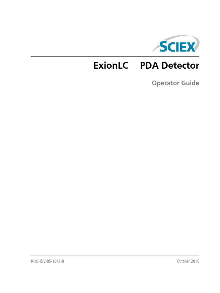Exionlc Pda Detector Operator Guide En | PDF | Syringe | Hazards