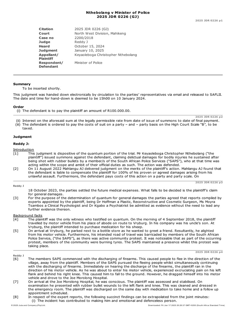 Police Liability in Injury Case | PDF | Damages | Judgment (Law)