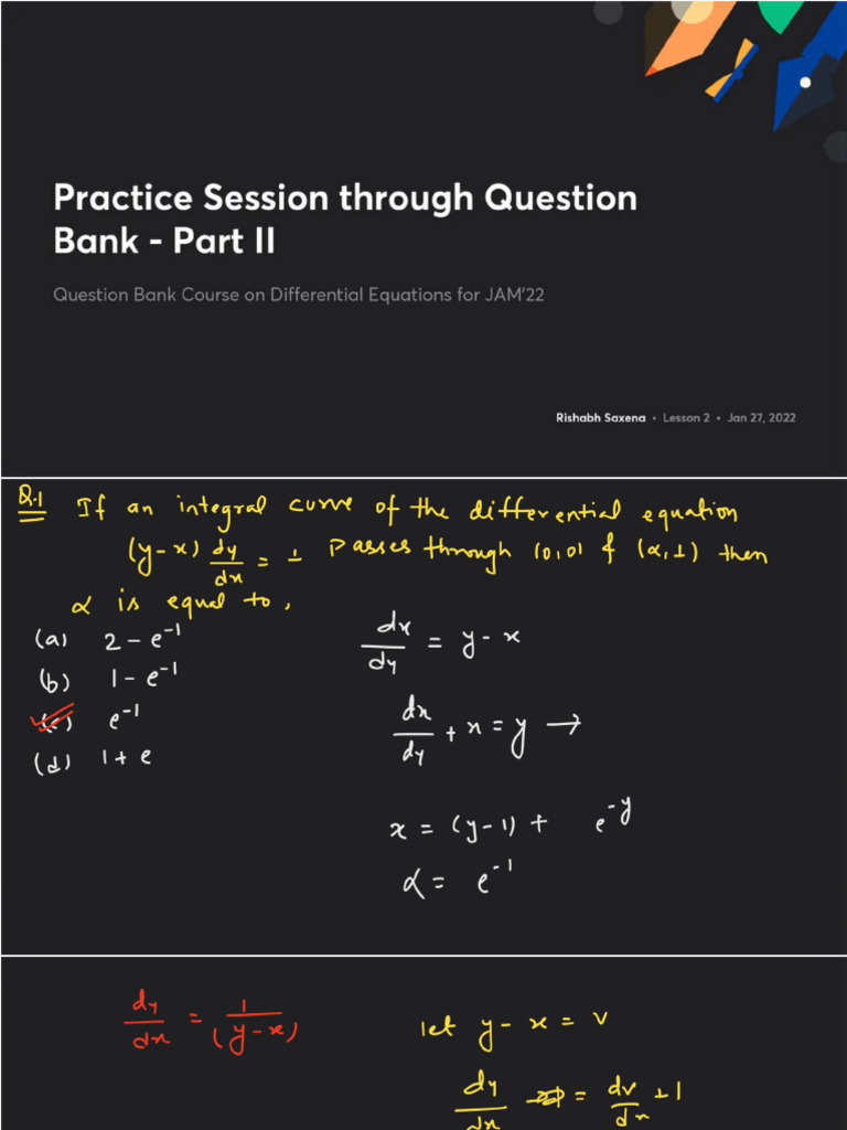 Question - Bank - ODE BY RISHAB SAXENA | PDF