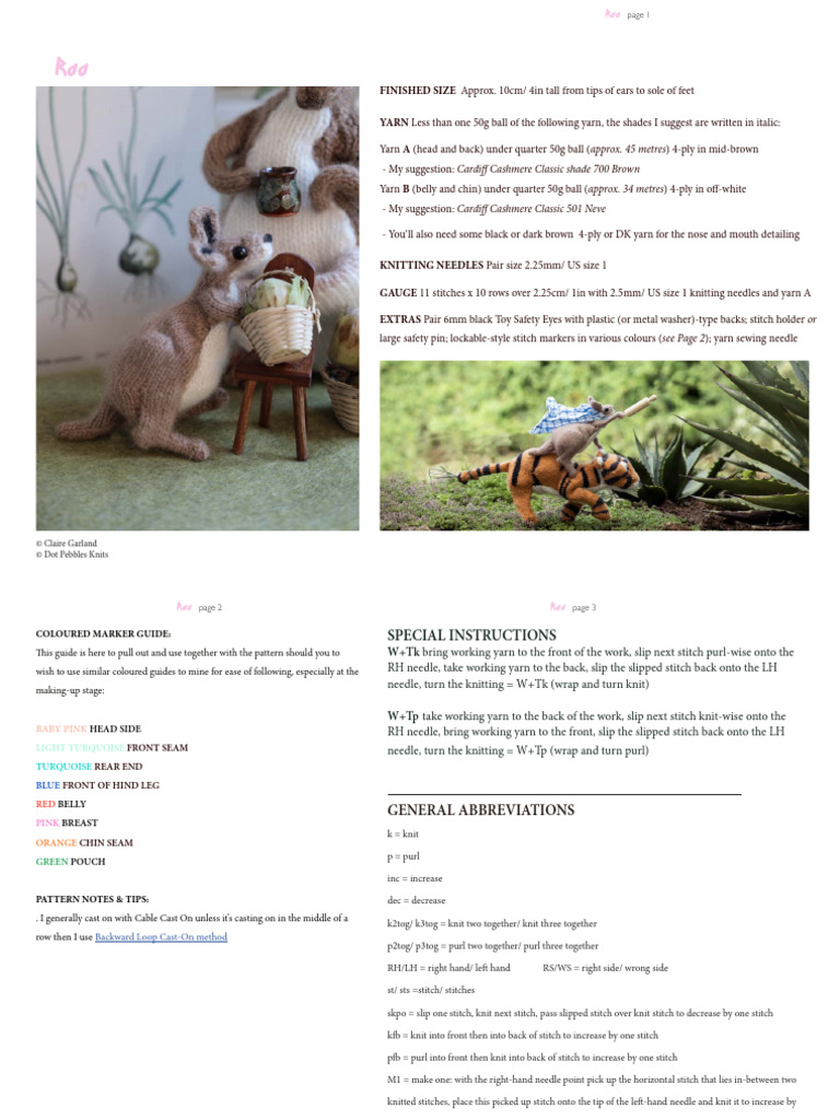 Knitting Pattern for Roo Toy | PDF | Knitting | Basic Knitted Fabrics