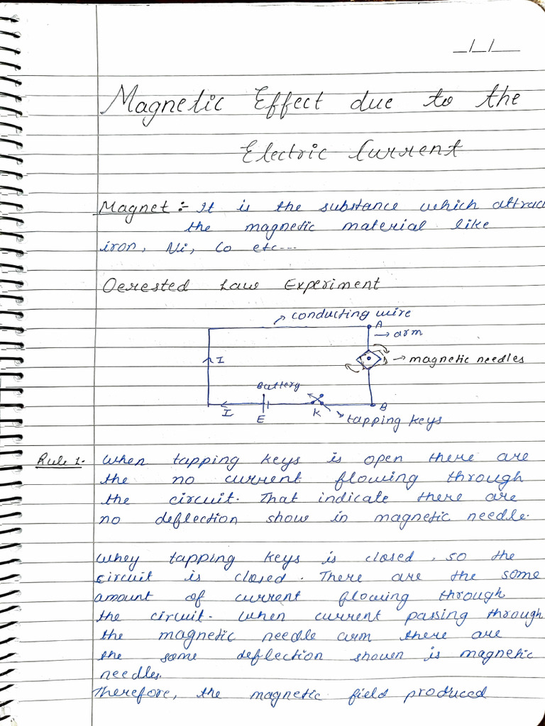Magnetic Effect Due To Electric Current | PDF