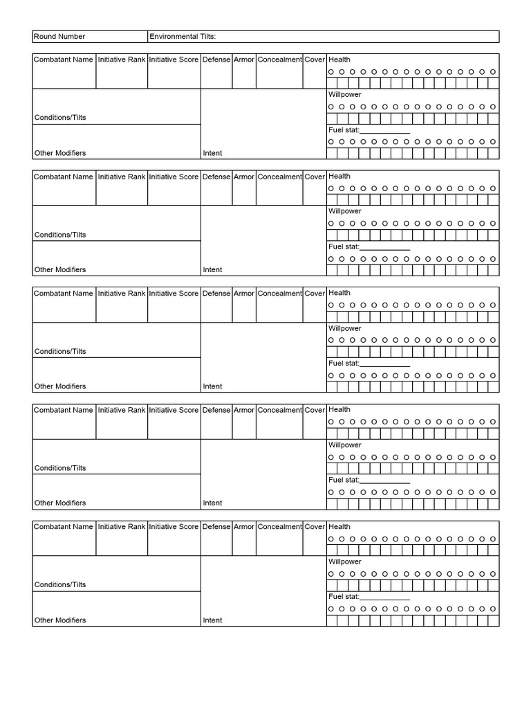 CofD combat tracker | PDF