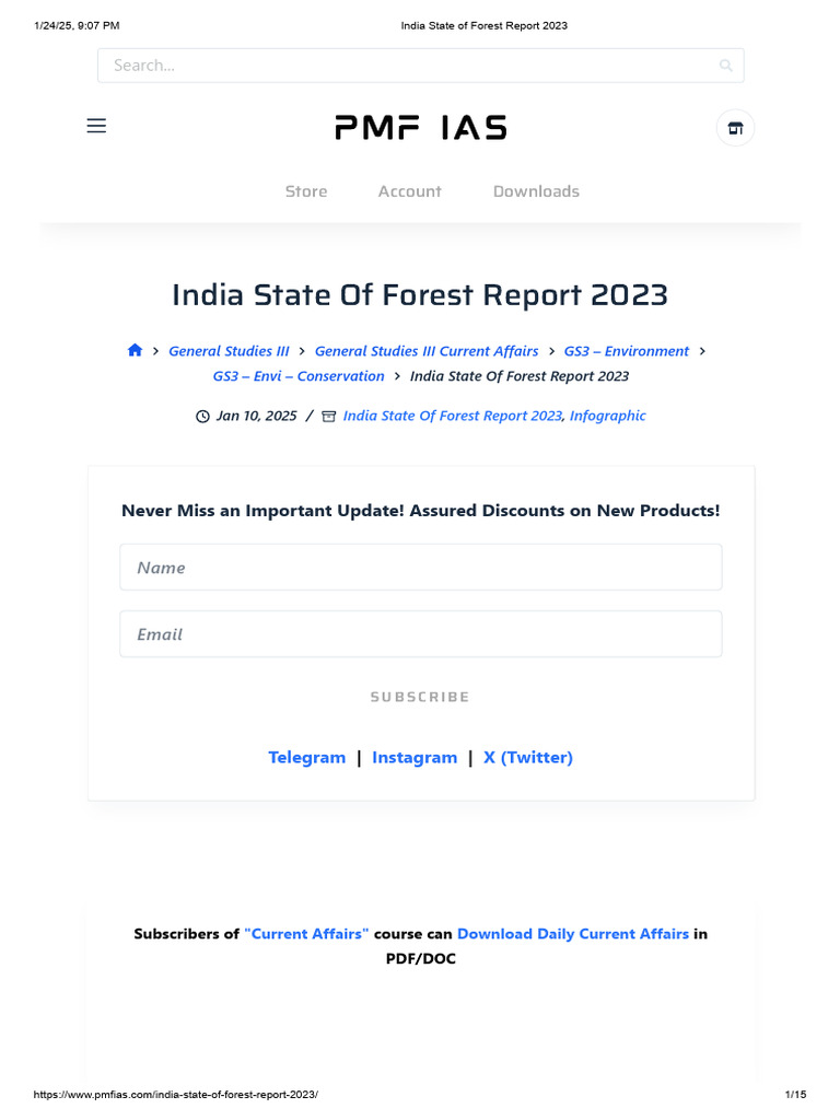 India State of Forest Report 2023 | PDF
