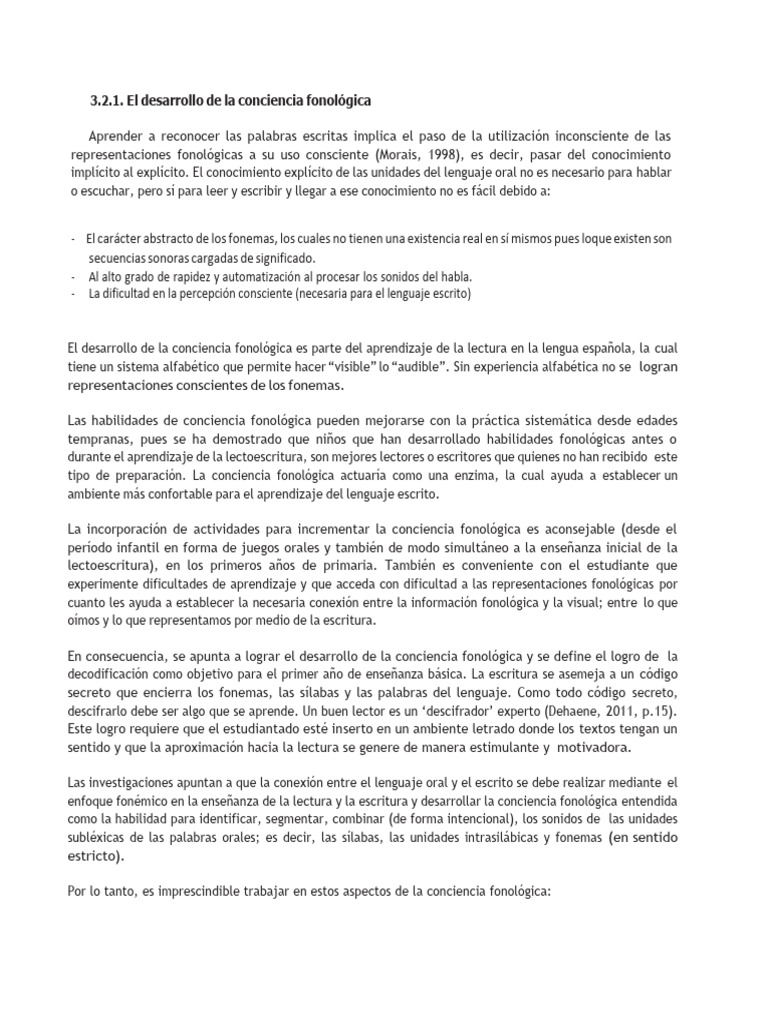 Desarrollo de la Conciencia Fonológica | PDF | Fonología | Palabra