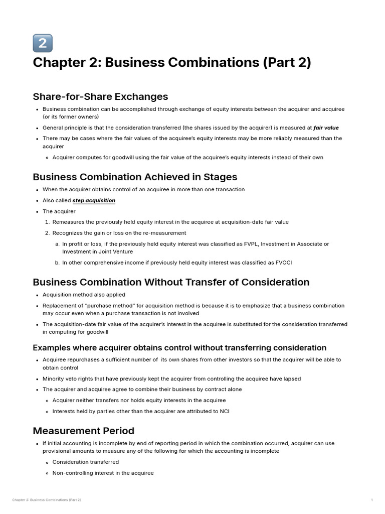 Business Combinations: Key Concepts Explained | PDF | Mergers And ...