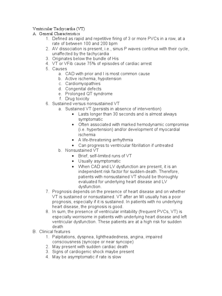 Ventricular Tachycardia Overview | PDF | Cardiac Arrhythmia ...