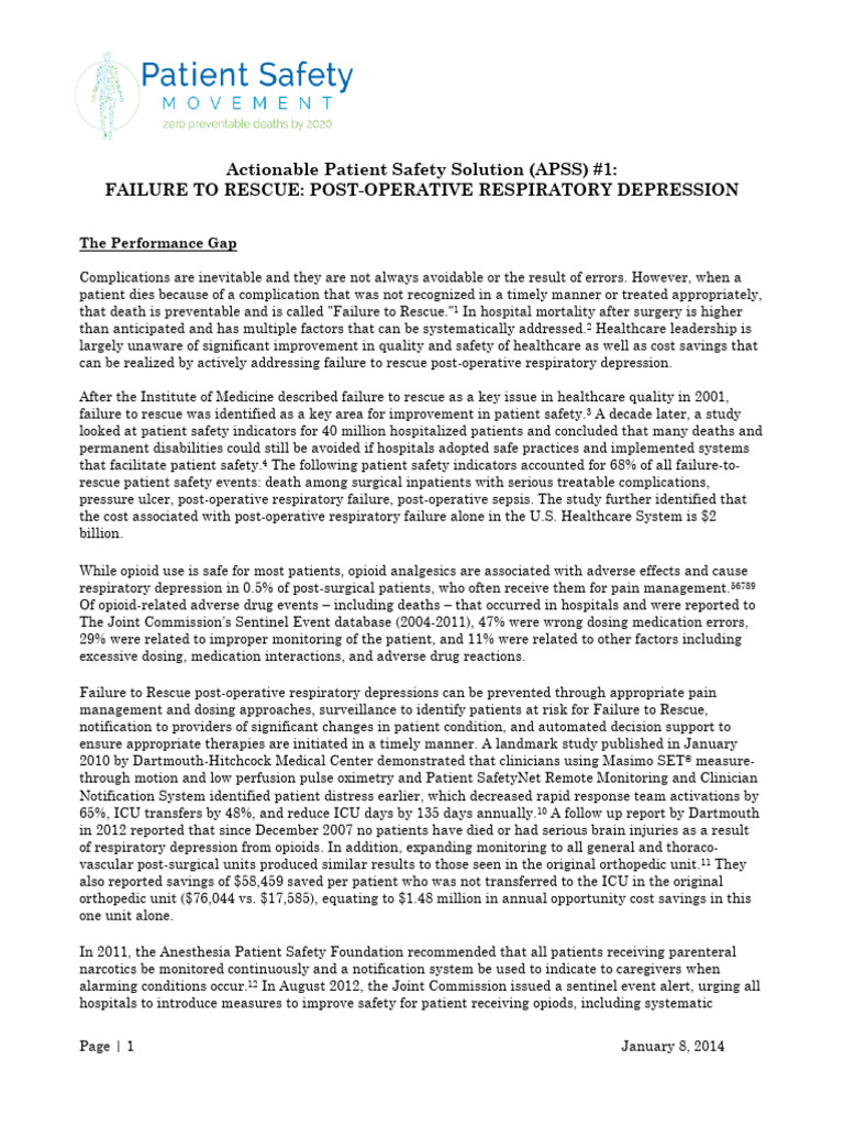 APSS 1 Failure To Rescue January 2014 | PDF | Monitoring (Medicine ...