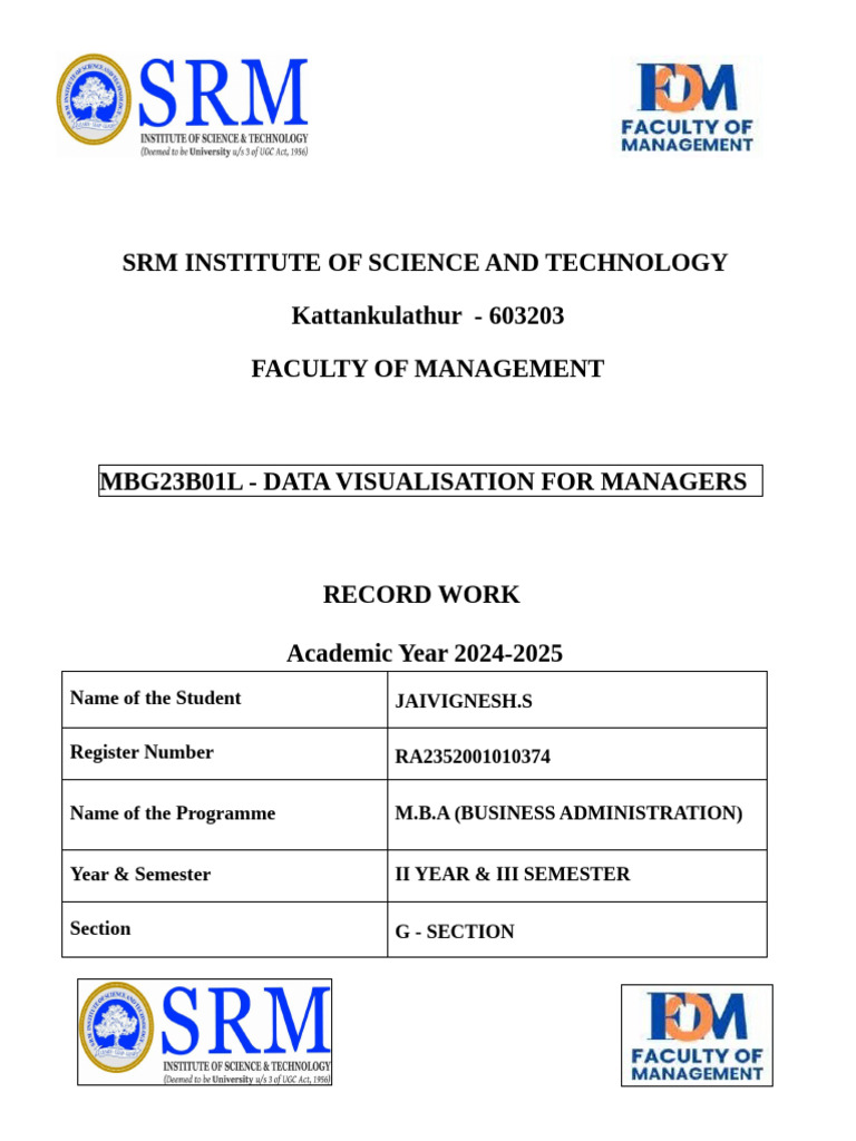 Data Visualization For Managers Lab Manual - 374 | PDF