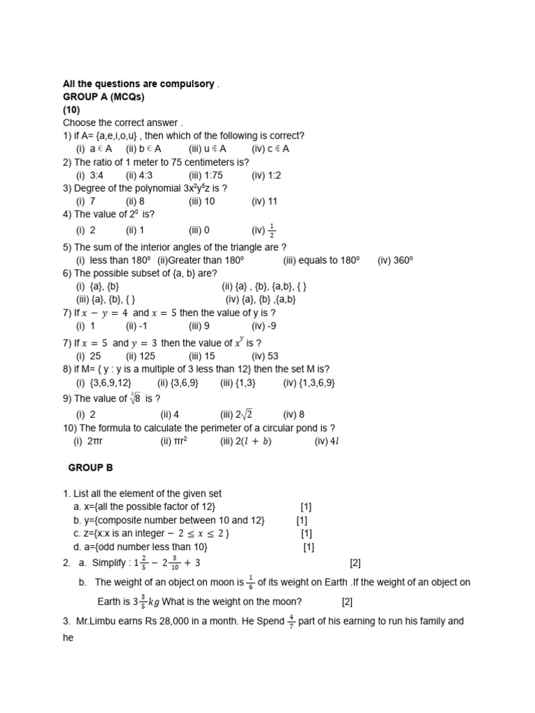 Class 7 CMATHS-1 | PDF | Mathematics | Discrete Mathematics