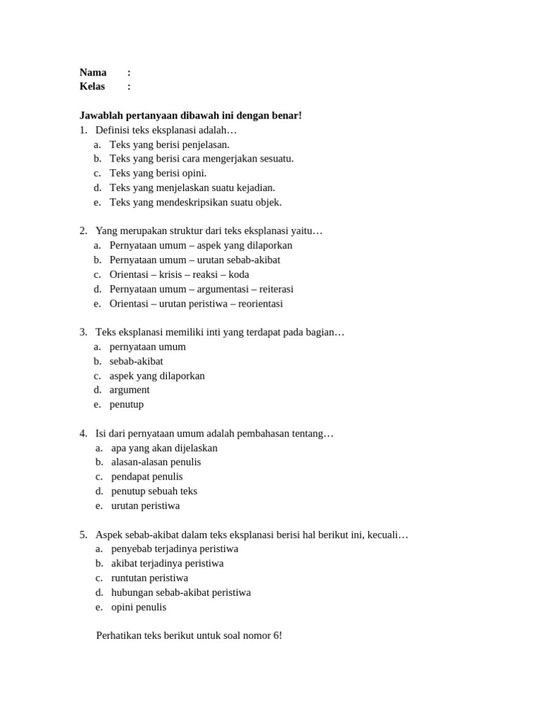 Exercise Teks Explanasi | PDF