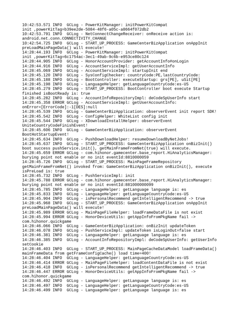 GameCenter Initialization Log Analysis | PDF