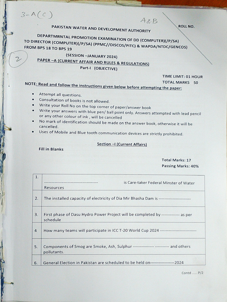 Wapda Dy. Director (Computer) To Director Omputer Past Paper - Part-2 | PDF