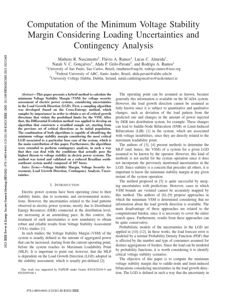 Computation of The Minimum Voltage Stability Margin Considering Loading ...