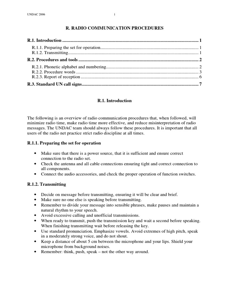 UNDAC Radio Communication Procedures | PDF | Radio | Linguistics
