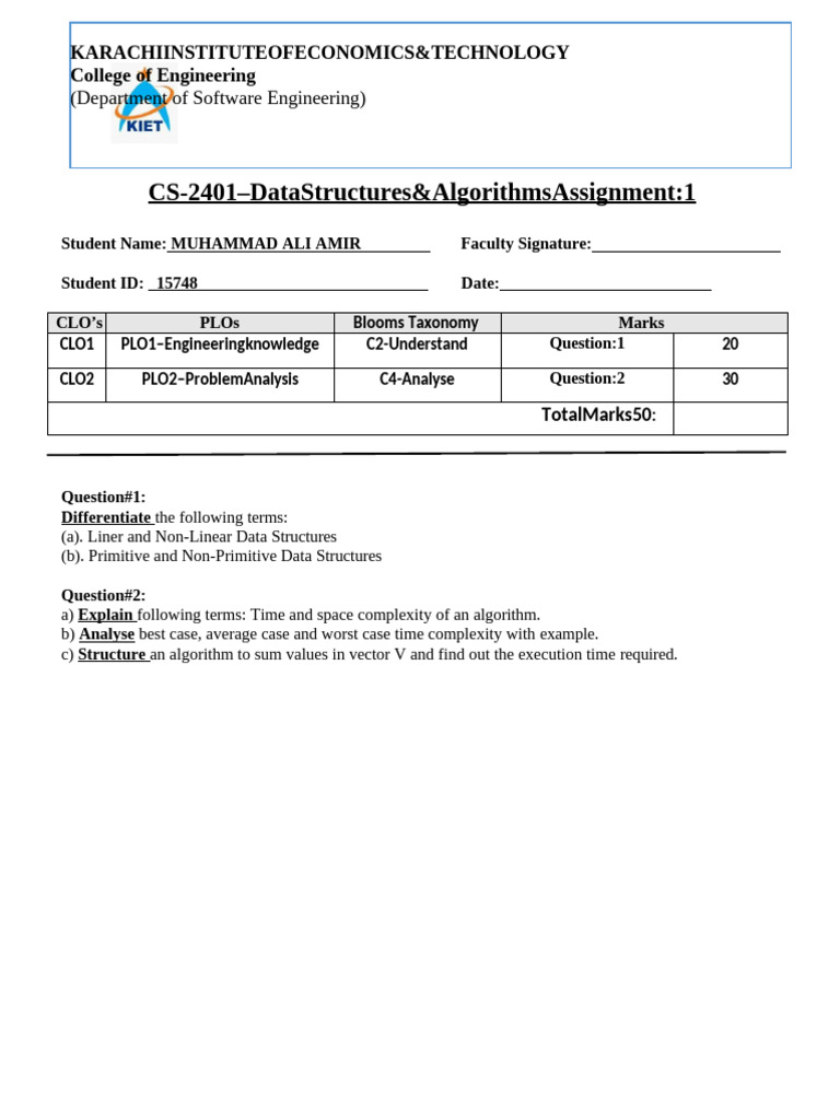 Dsa Assignment 1 (15748) | PDF