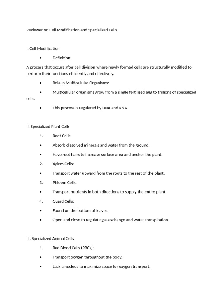 CELL MODIFICATION | PDF | Cell (Biology) | Root