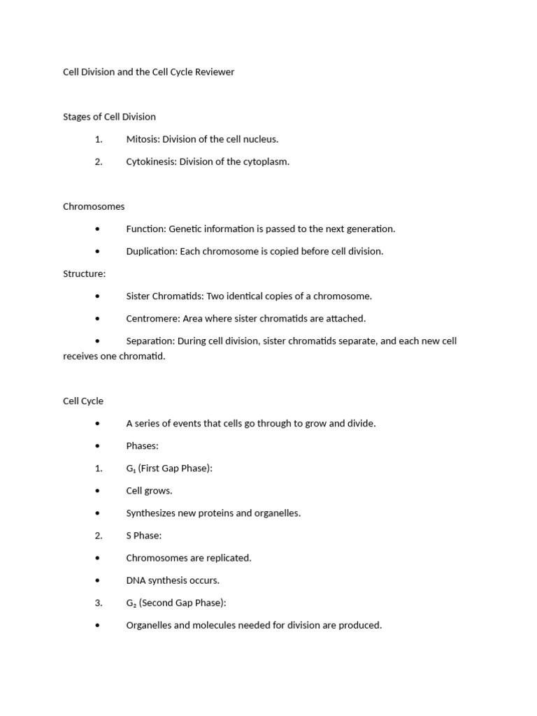 Cell Division and Cell Cycle | PDF